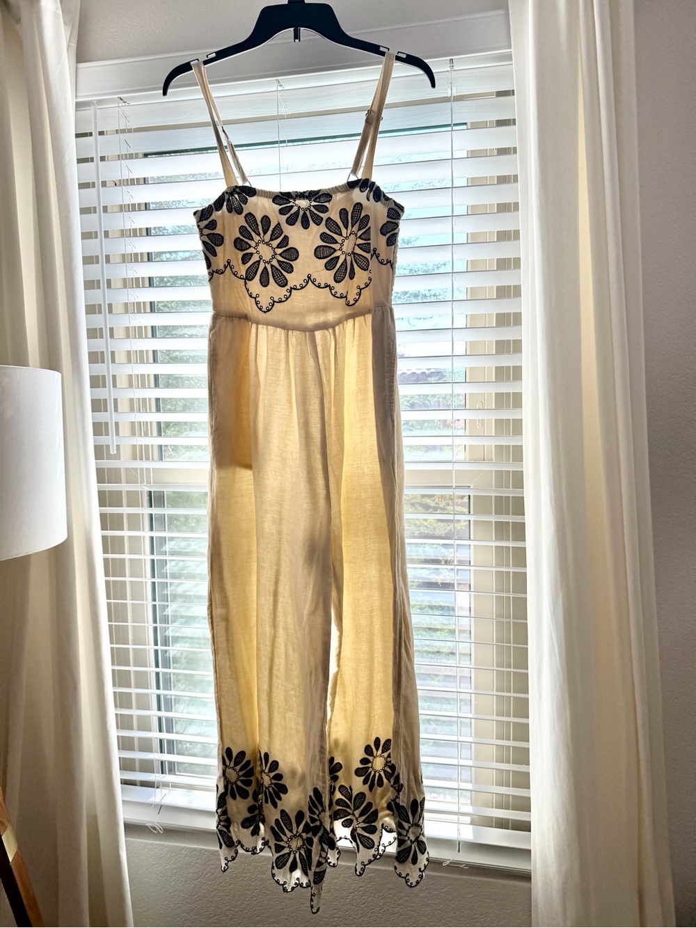 Embroidered Floral Cream Jumpsuit